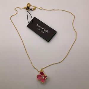 Kate Spade Gold Necklace with Pink Floral Charm